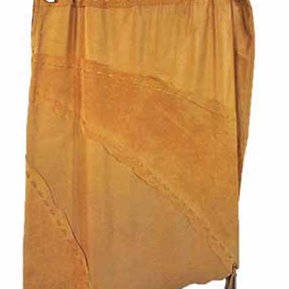 SKIRT, CALF & SUEDE, MISSES 12, CARAMEL, DANIER LEATHER, ASYMMETRICAL HEM,